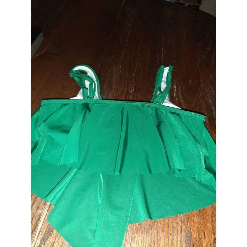 Small Green Hankerchief Style Bikini Swimsuit Bathing Suit Swimwear Top
